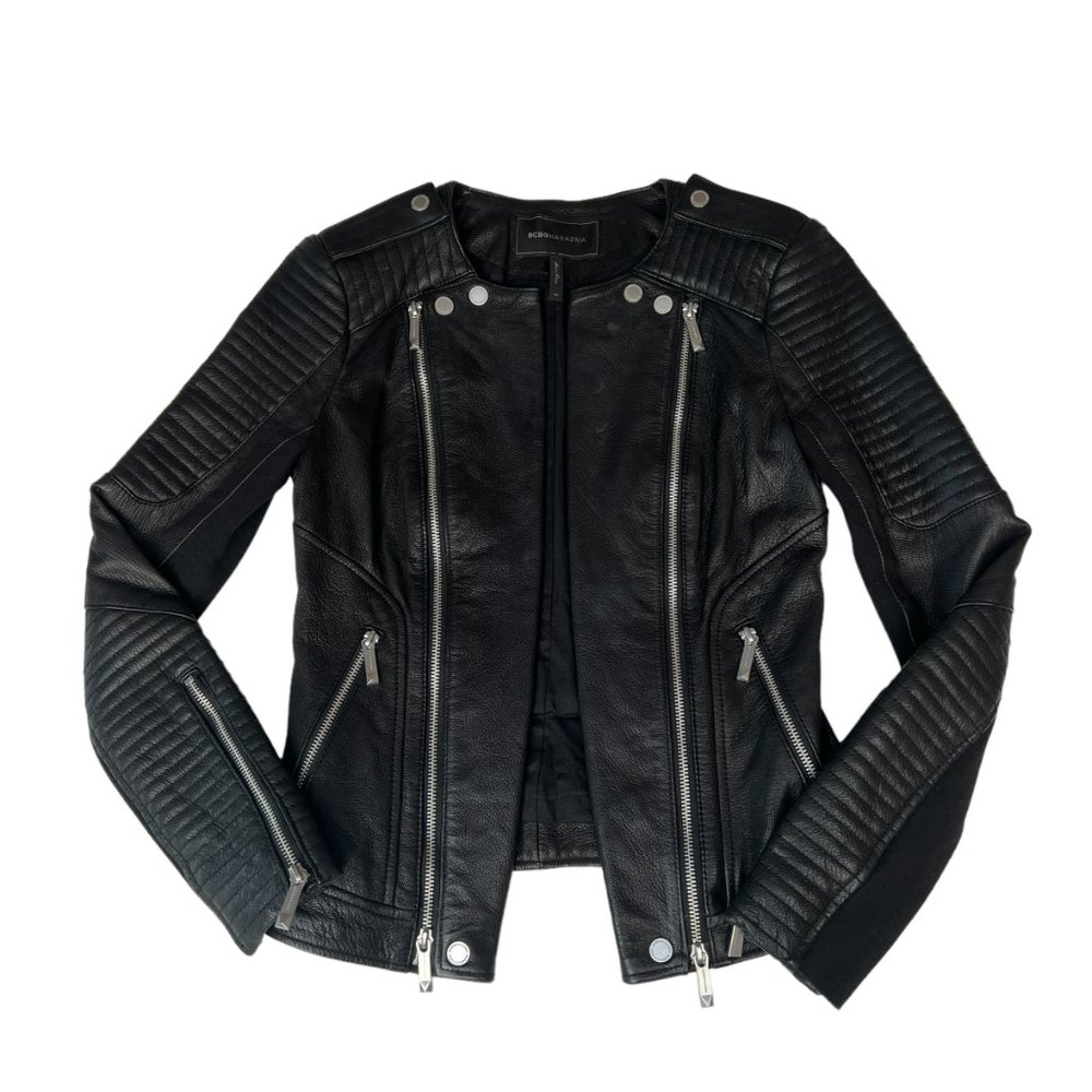 BCBG Black Leather Jacket